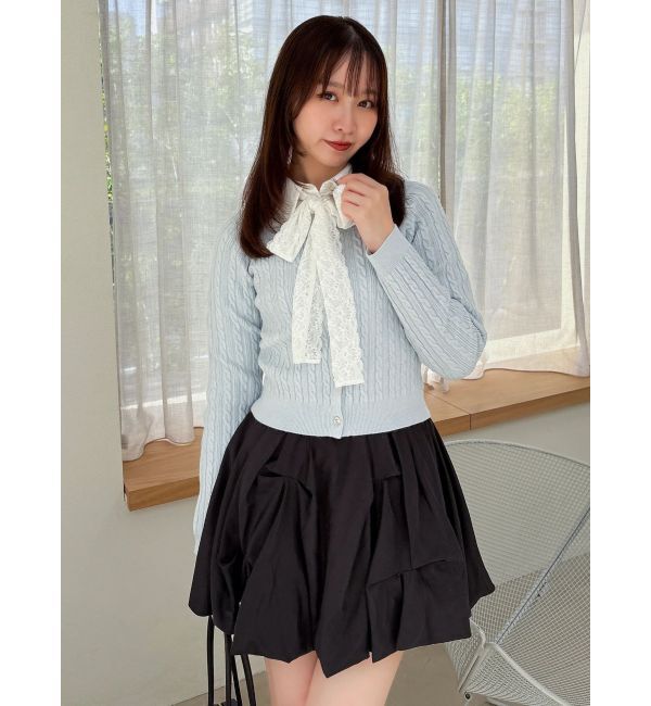 dazzlin「ミニケーブルスクエアニットトップス」|ニット・セーター|