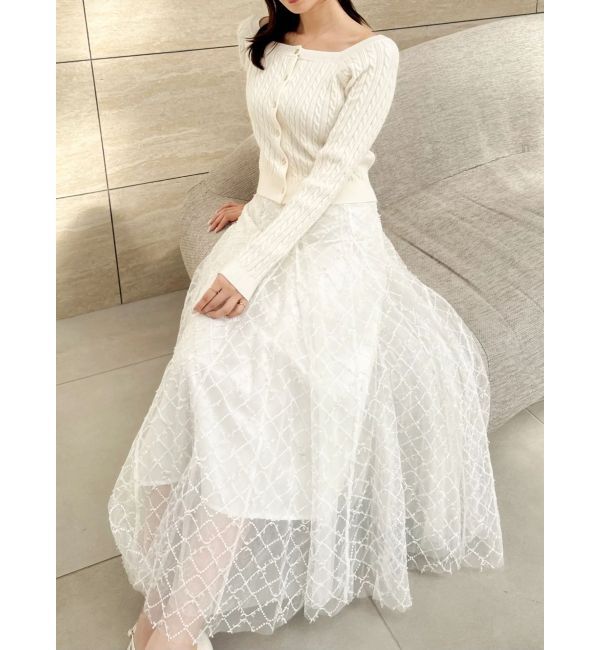 dazzlin「ミニケーブルスクエアニットトップス」|ニット・セーター|