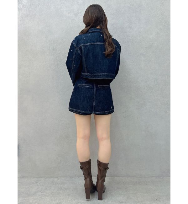 dazzlin「パールハイウエストデニムスカパン」|デニム|