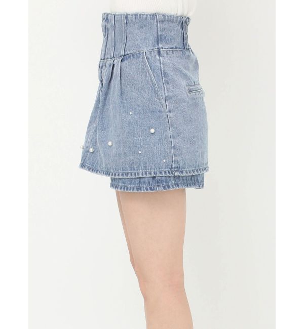 dazzlin「パールハイウエストデニムスカパン」|デニム|