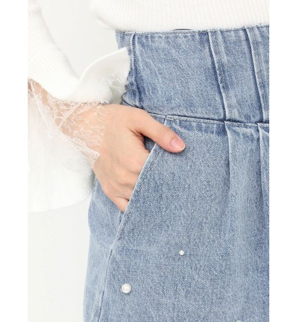 dazzlin「パールハイウエストデニムスカパン」|デニム|