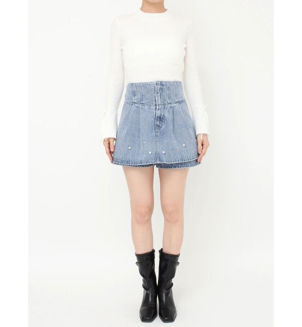 dazzlin「パールハイウエストデニムスカパン」|デニム|