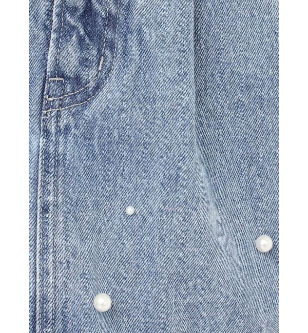 dazzlin「パールハイウエストデニムスカパン」|デニム|