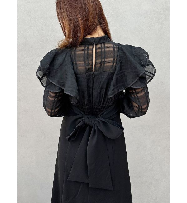 MERCURYDUO「2WAYシアーチェックラッフルドッキングワンピース」|ワンピース|