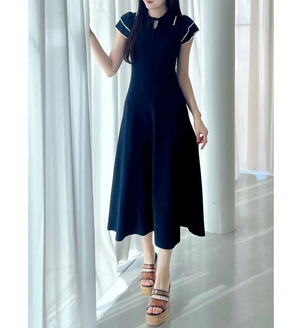 MERCURYDUO「ポロ衿ラッフルニットワンピース」|ワンピース|