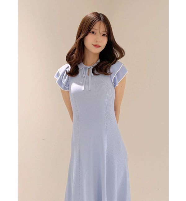 MERCURYDUO「ポロ衿ラッフルニットワンピース」|ワンピース|