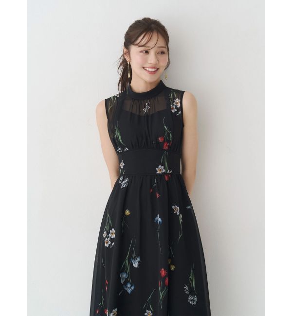 MERCURYDUO「花柄バックレースアップワンピース」|ワンピース|