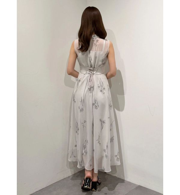 MERCURYDUO「花柄バックレースアップワンピース」|ワンピース|