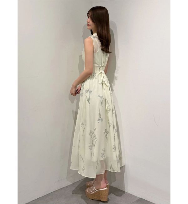 MERCURYDUO「花柄バックレースアップワンピース」|ワンピース|