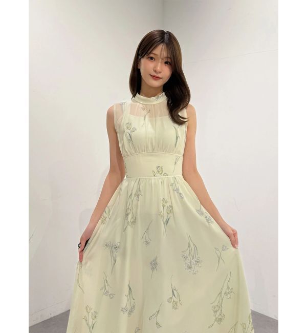 MERCURYDUO「花柄バックレースアップワンピース」|ワンピース|