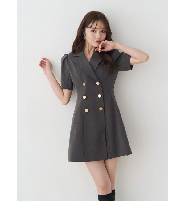 MERCURYDUO「ハーフスリーブフィットアンドフレアジャケットワンピース」|ワンピース|