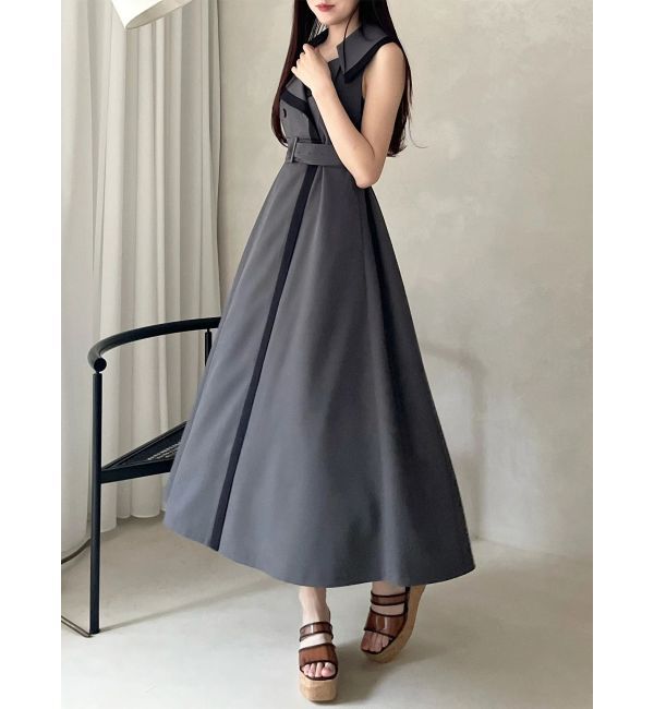 MERCURYDUO「バイカラートレンチフレアワンピース」|ワンピース|