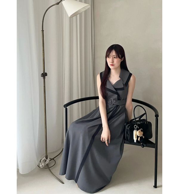 MERCURYDUO「バイカラートレンチフレアワンピース」|ワンピース|