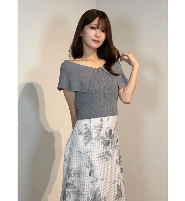 MERCURYDUO「アートフラワーバックレースアップフレアスカート」|スカート|