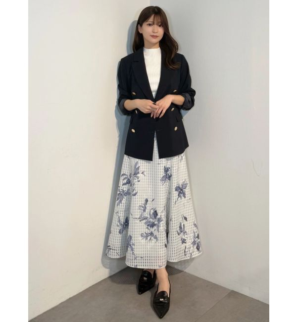 MERCURYDUO「アートフラワーバックレースアップフレアスカート」|スカート|