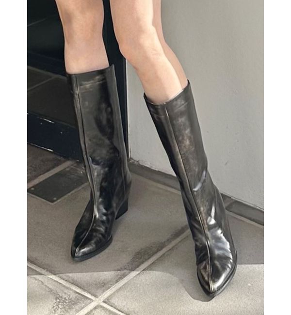 MURUA「ワイドシャフトポインテッドブーツ」|ロングブーツ|ブラウン