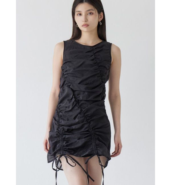 MURUA「シャーリングミニワンピース」|ワンピース|ブラック