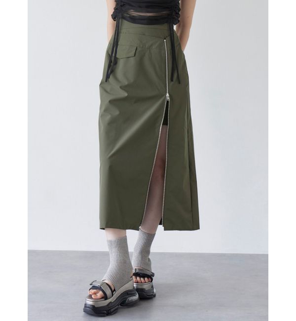 MURUA「ダブルウエストZIPスカート」|スカート|カーキ