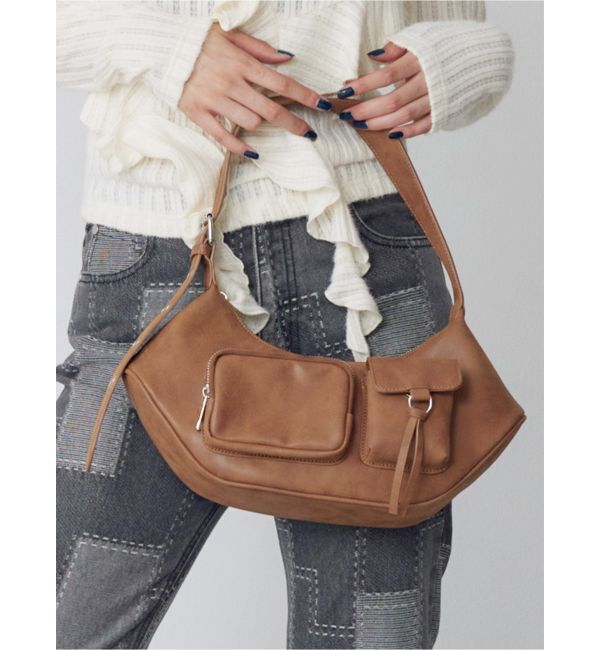 MURUA「ダブルポケットショルダーバッグ」|ショルダー・メッセンジャー|キャメル