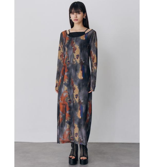 MURUA「レイヤードパターンシアーワンピース」|ワンピース|