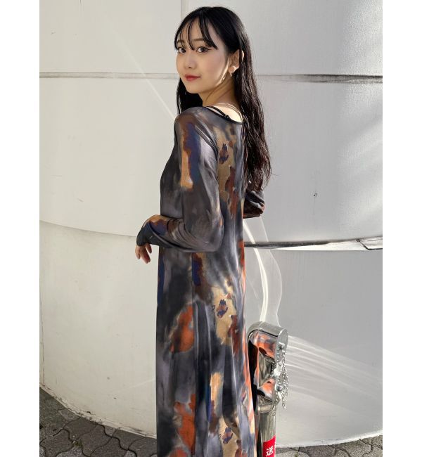 MURUA「レイヤードパターンシアーワンピース」|ワンピース|