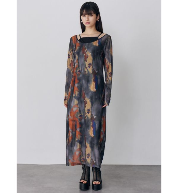 MURUA「レイヤードパターンシアーワンピース」|ワンピース|