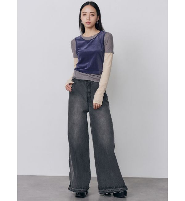 MURUA「サイドZIPスリットワイドデニム【セットアップ着用可】」|デニム|