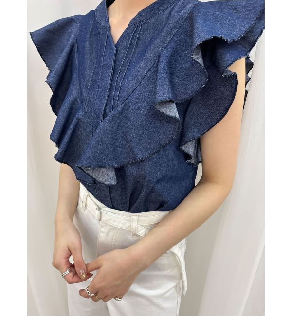 LAGUNAMOON「【Leeコラボ】Vネックフリルタックブラウス」|シャツ・ブラウス|