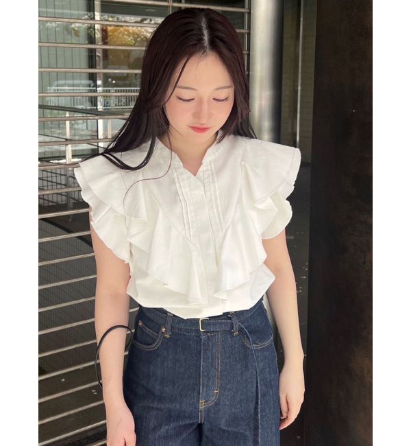 LAGUNAMOON「【Leeコラボ】Vネックフリルタックブラウス」|シャツ・ブラウス|