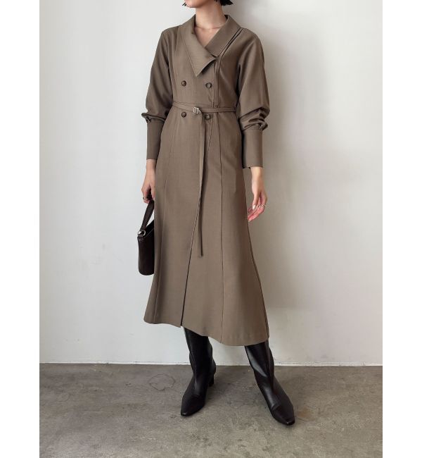 LAGUNAMOON「アシンメトリーカラーナローフレアワンピース」|ワンピース|モカ