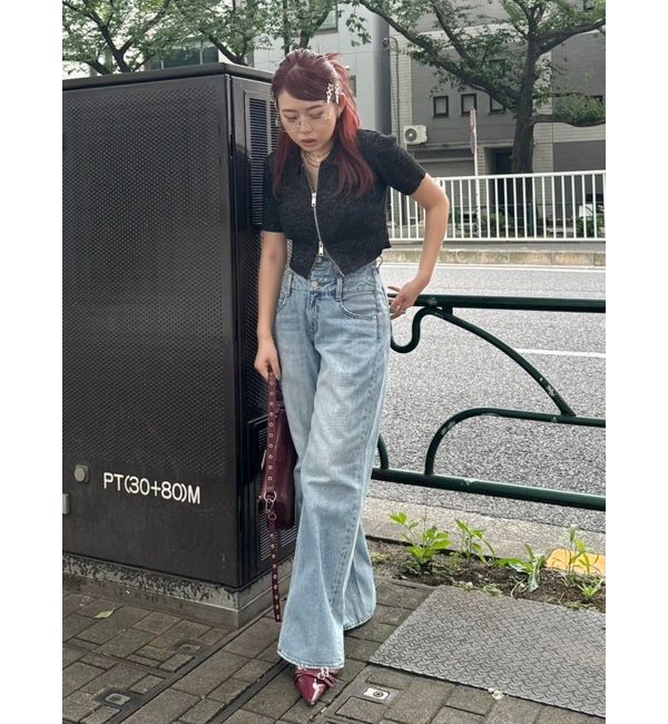 EVRIS「ダブルウエストワイドデニムパンツ」|デニム|