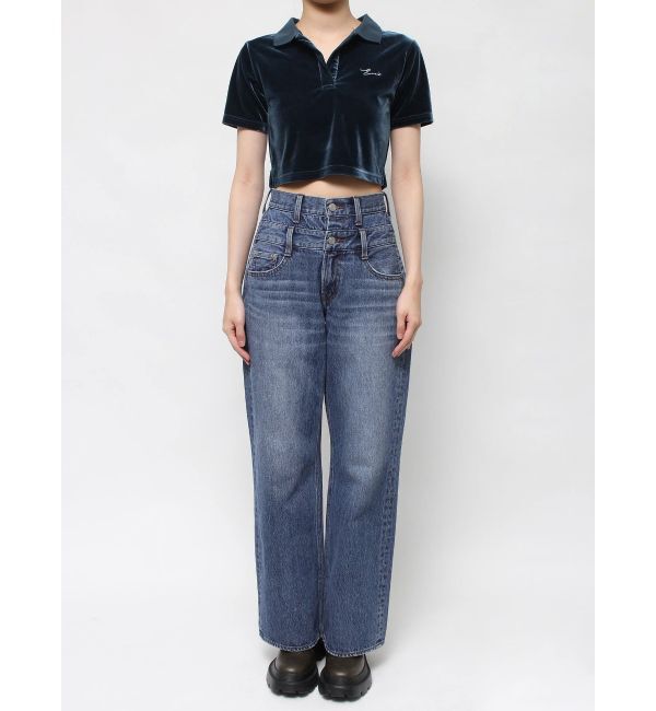 EVRIS「ダブルウエストワイドデニムパンツ」|デニム|