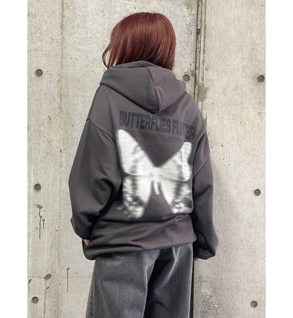 EVRIS「バタフライグラフィックオーバーサイズフーディー」|パーカー|