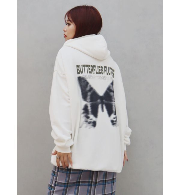 EVRIS「バタフライグラフィックオーバーサイズフーディー」|パーカー|