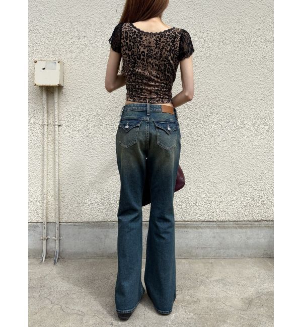 EVRIS「ヴィンテージライクダメージフレアデニムパンツ」|デニム|