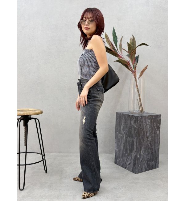 EVRIS「ヴィンテージライクダメージフレアデニムパンツ」|デニム|