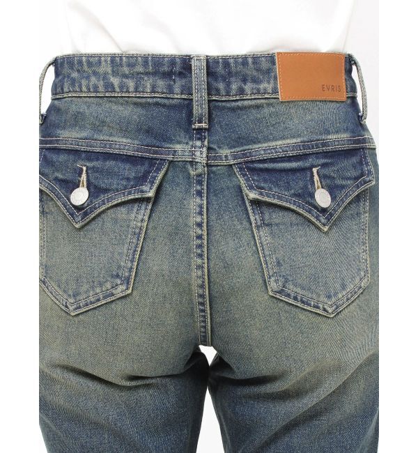 EVRIS「ヴィンテージライクダメージフレアデニムパンツ」|デニム|