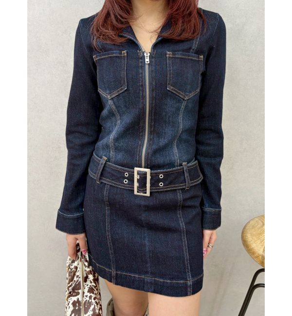 EVRIS「ストレッチデニムシャツミニワンピース」|ワンピース|