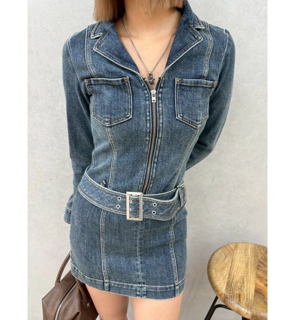 EVRIS「ストレッチデニムシャツミニワンピース」|ワンピース|
