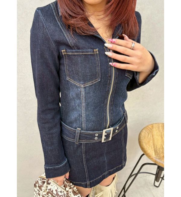 EVRIS「ストレッチデニムシャツミニワンピース」|ワンピース|