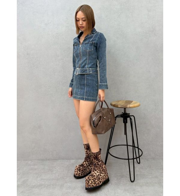 EVRIS「ストレッチデニムシャツミニワンピース」|ワンピース|