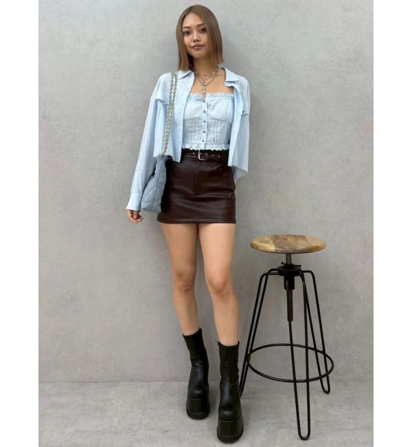 EVRIS「フェイクレザープラットフォームブーツ」|ショートブーツ|