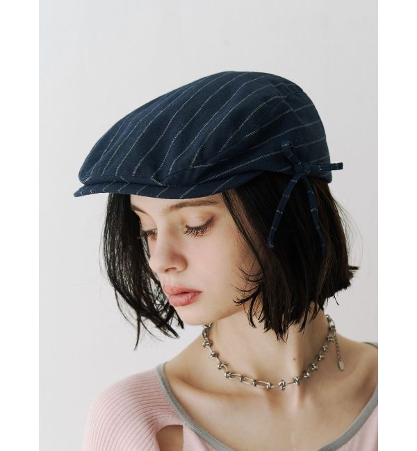 jouetie「サイドリボンストライプハンチング」|ハンチング・ベレー帽|ネイビー