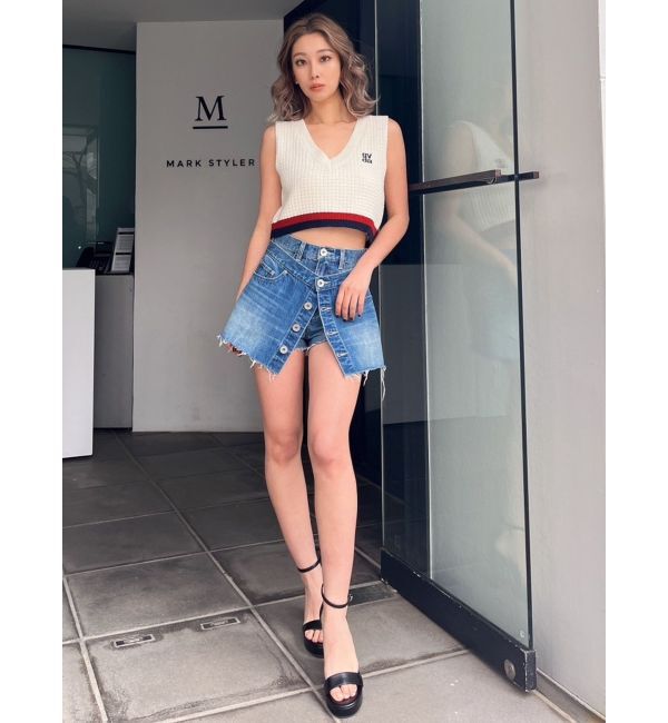 GYDA「レイヤードデザインスカートライクデニムショートパンツ」|その他|