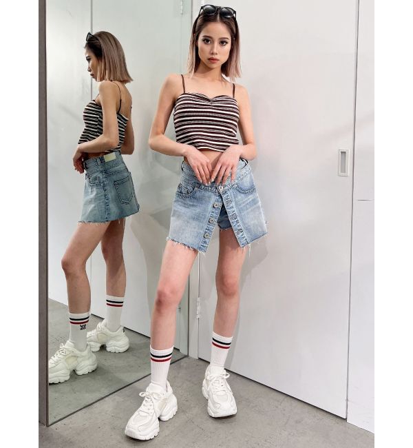 GYDA「レイヤードデザインスカートライクデニムショートパンツ」|その他|