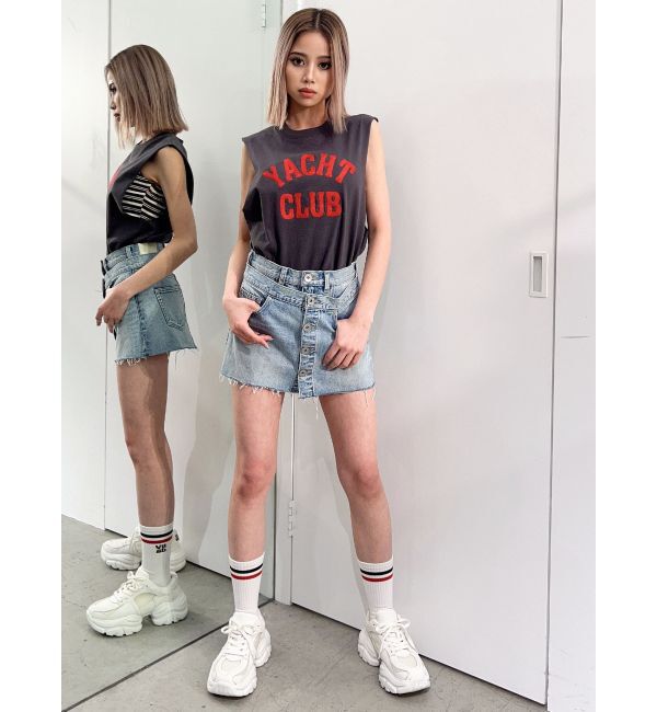 GYDA「レイヤードデザインスカートライクデニムショートパンツ」|その他|