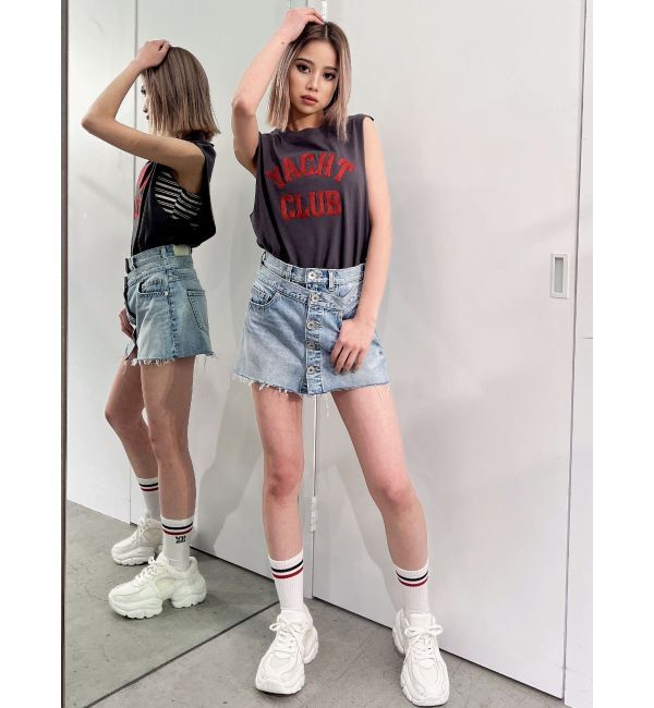 GYDA「レイヤードデザインスカートライクデニムショートパンツ」|その他|