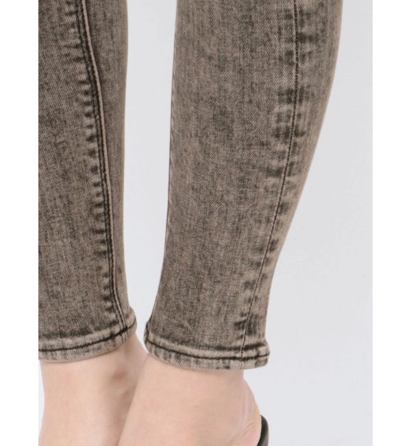 GYDA「ハイウエストBACKクロスUSEDケミカルウォッシュスキニーデニムパンツ」|デニム|