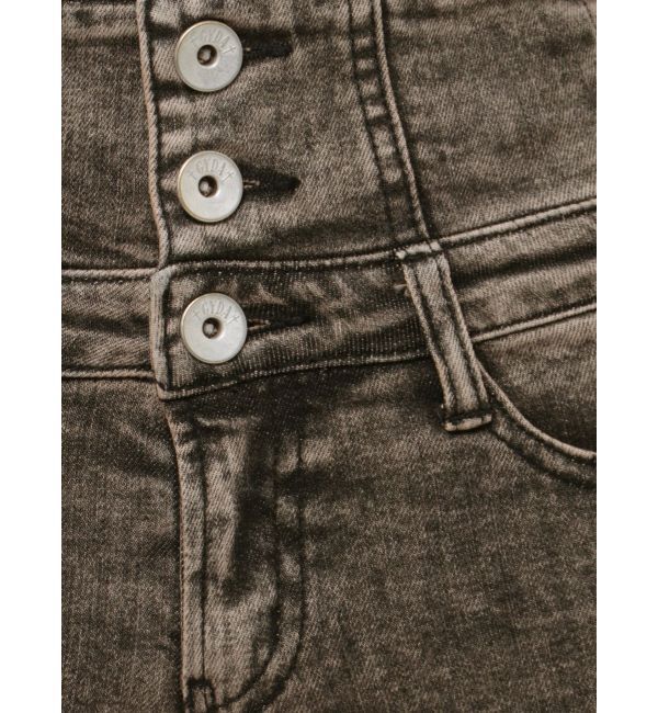 GYDA「ハイウエストBACKクロスUSEDケミカルウォッシュスキニーデニムパンツ」|デニム|