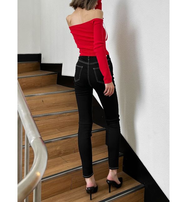 GYDA「【TINY】オフショルリボンニットトップス」|ニット・セーター|